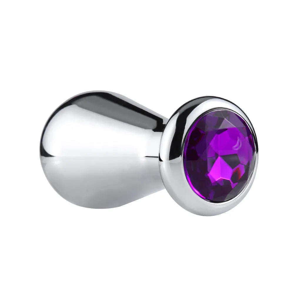 Silver aluminium alloy metal bulb butt plug for anal stretching in three sizes