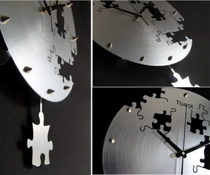 16 inch circular wall clock with aluminium alloy frame in black or silver colour