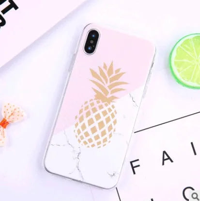 Transparent white soft TPU iPhone case with painted fruit design, compatible with iPhone XR XS Max 5 5s 6 6s 8 7 X
