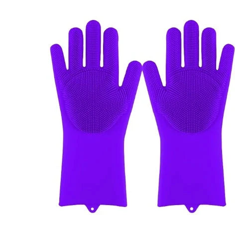 Silicone gloves with heat-resistant and non-slip design for versatile cleaning and cooking tasks