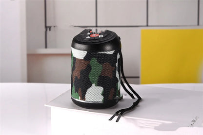 Portable outdoor Bluetooth subwoofer in multiple colours with radio and call functions.