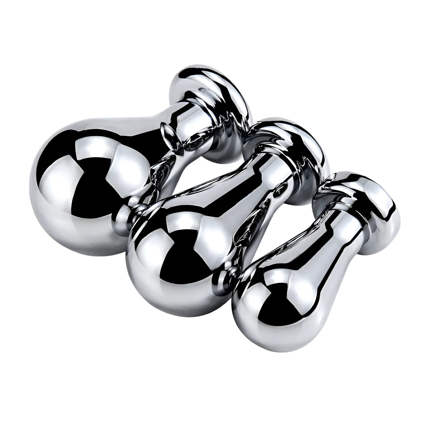 Silver aluminium alloy metal bulb butt plug for anal stretching in three sizes