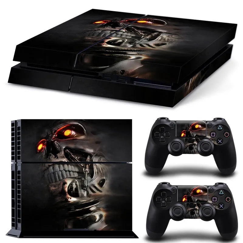 PS4 console protective film in various style designs showing 0.001mm thickness