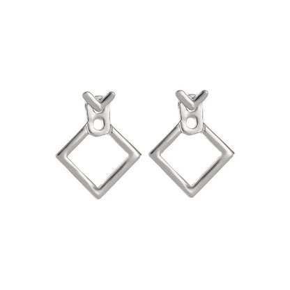Stylish hollow diamond square stud earrings for women, perfect for any occasion.
