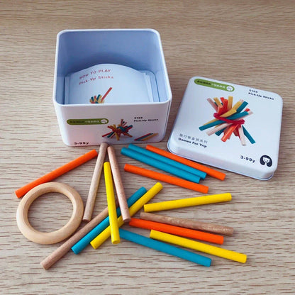 Wooden puzzle building blocks set for children's cognitive development and creative play