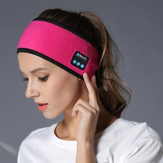 Wireless Bluetooth headband in multiple colours, featuring knitted fabric, built-in microphone and long-lasting battery for outdoor fitness and yoga activities.