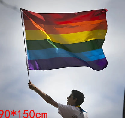 90x150cm Pride LGBT flag with vibrant rainbow colours printed on both sides