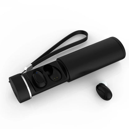 Black wireless neck-mounted sports headphones with magnetic earpieces and charging case