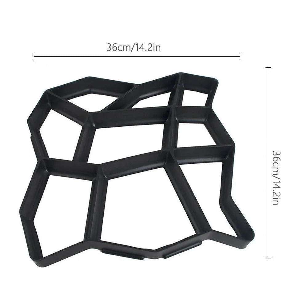 Black plastic concrete mould measuring 42 x 43cm for creating 36cm garden paving blocks