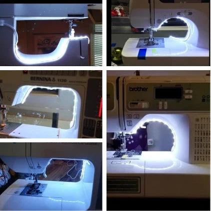 Customizable sewing machine LED light bar with touch-sensitive dimming controls for precise illumination