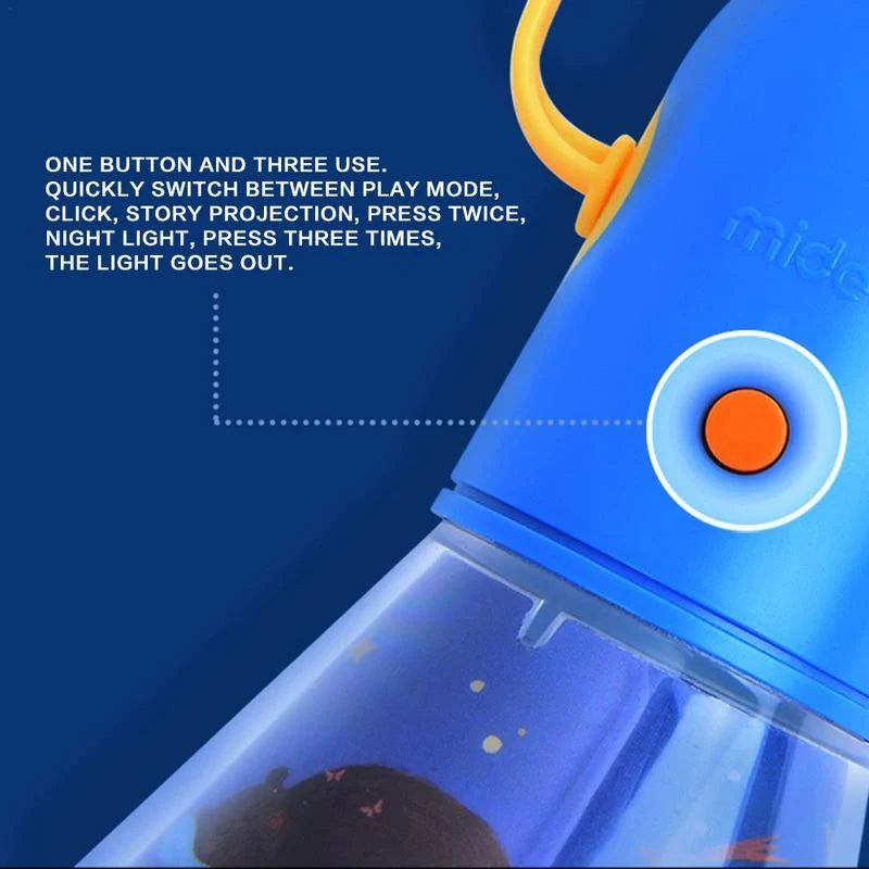 Blue multifunctional children's night lamp with story projector for early education