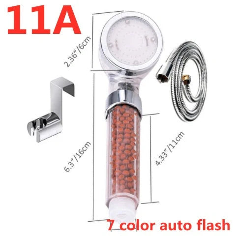 Color Changing LED Shower Head with temperature sensor and high pressure