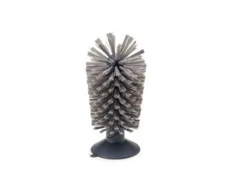 Grey suction cup brush with double-head design for cleaning cups and glasses