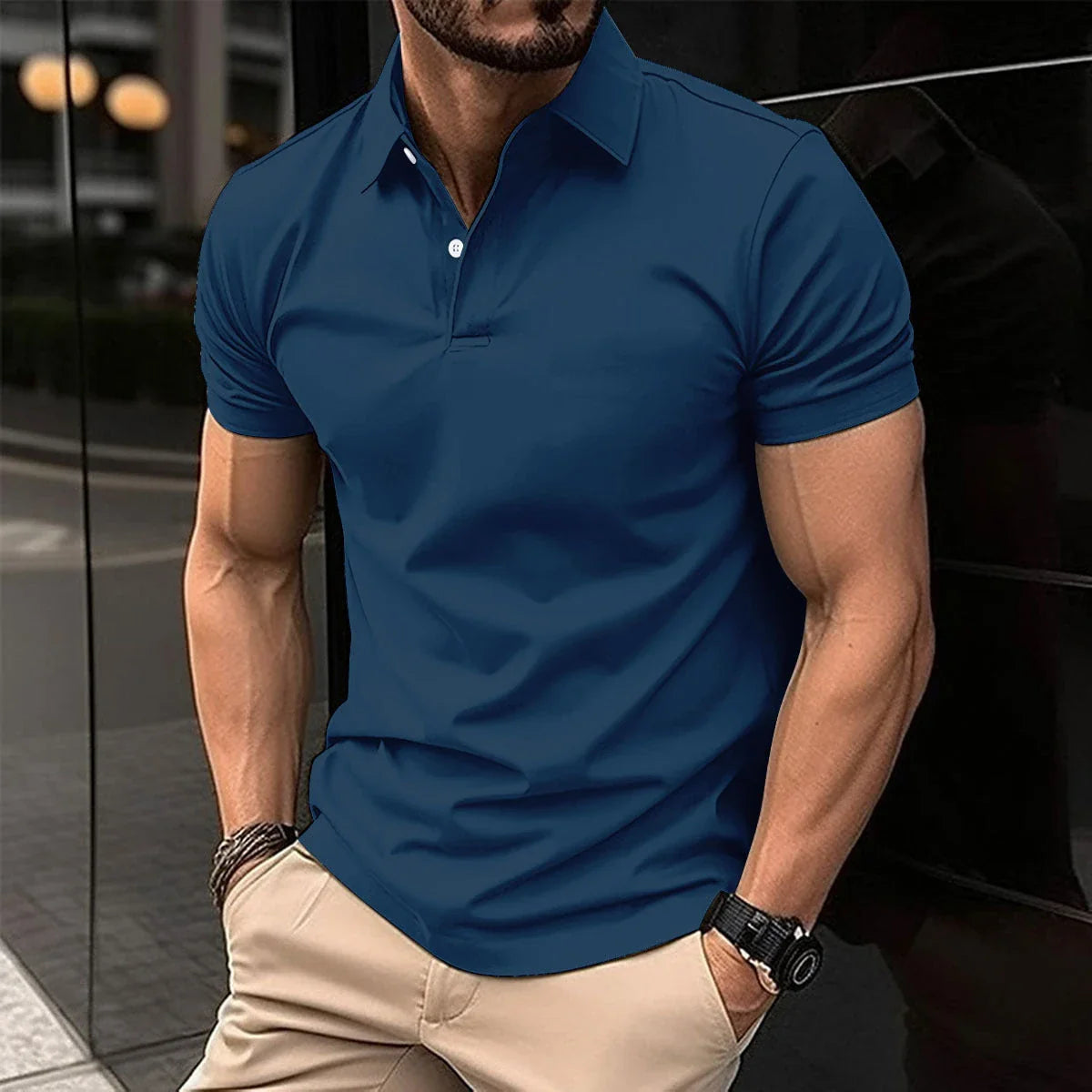 Premium cotton polo shirt for men in various solid colors and sizes