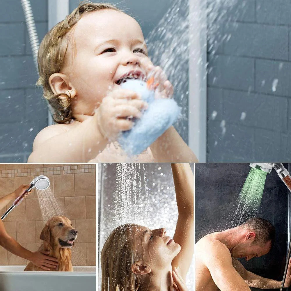 Color Changing LED Shower Head with temperature sensor and high pressure