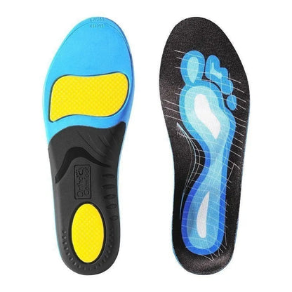 Blue and green flat foot correction insoles with PU construction for arch support