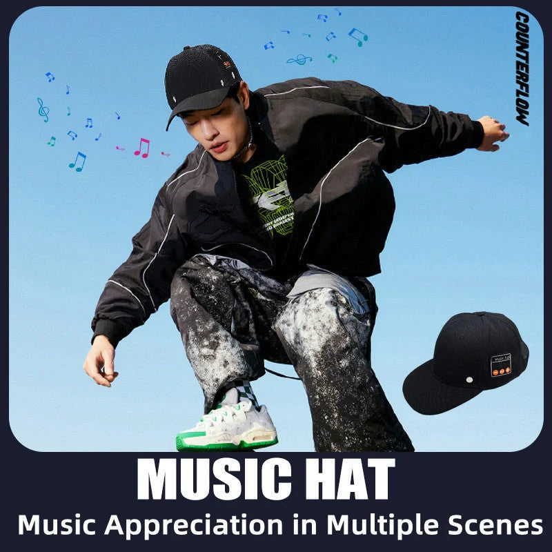 Adjustable Bluetooth-enabled Music Cap with Digital Printing, Breathable Fabric, and Sun Protection for Tennis and Outdoor Activities