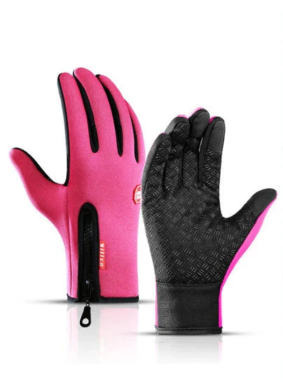 Pair of durable touchscreen-compatible winter riding gloves in various colors