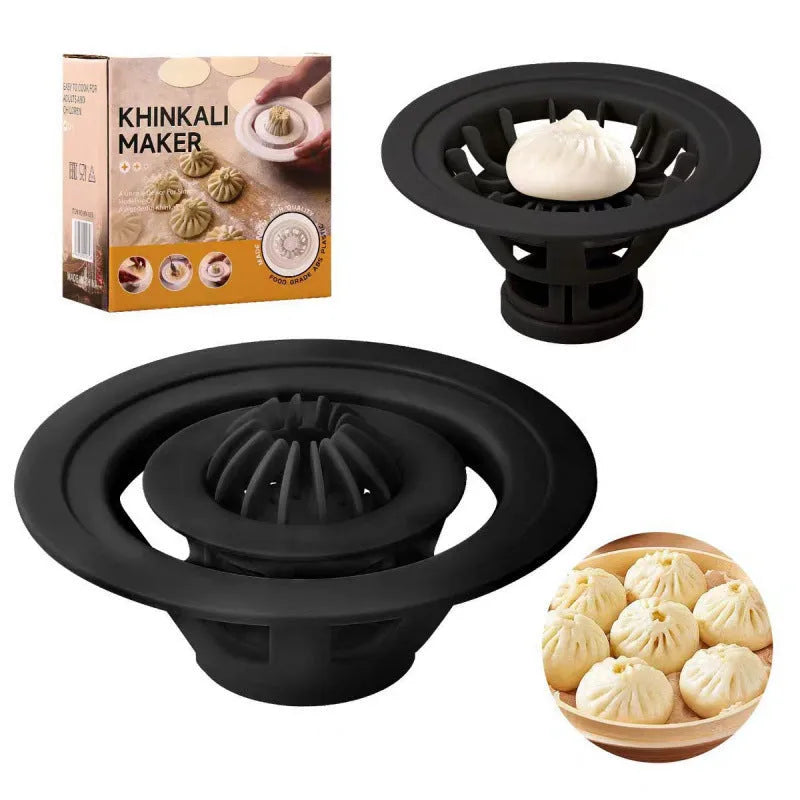 Jinkali steamed bun mold set in black colour for shaping baozi and dumplings