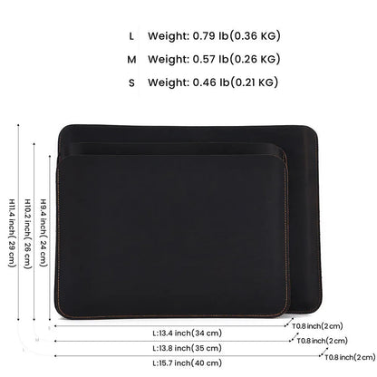 Brown Crazy Horse leather horizontal computer liner bag with first-layer cowhide lining and solid colour design