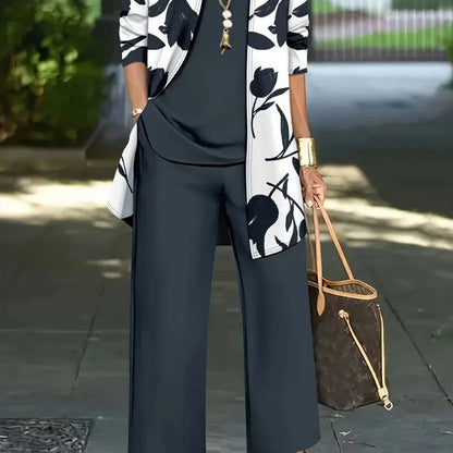 Women's three-piece casual suit with coat, vest, and trousers in Japanese-Korean style