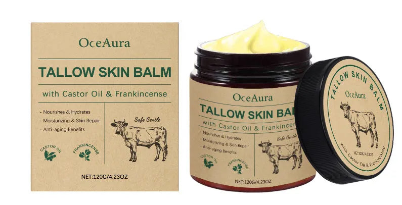 Jar of Cow Fat Moisturising Cream, 120g net weight, with cream visible.