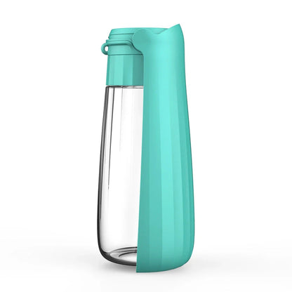 Portable folding dog water bottle with large 550ml capacity, available in multiple vibrant colors