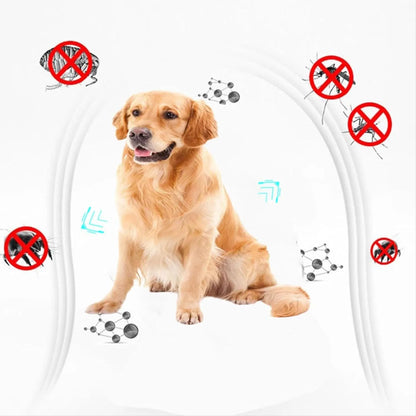 Double-sided plastic flea comb for pets showing dense teeth on one side and a fine-tooth grate on the other.