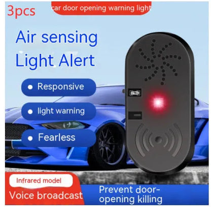 Black ABS car door open reminder alarm with infrared sensor and USB connection