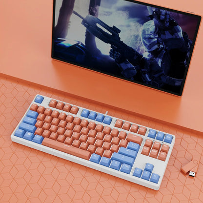 87-key wired mechanical gaming keyboard with dual-colour keycaps and hot-swap switches