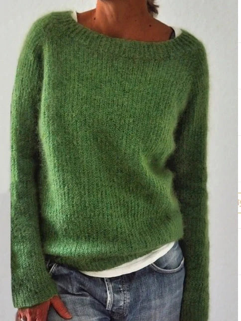 Classic fine wool knit sweater with stitching detail