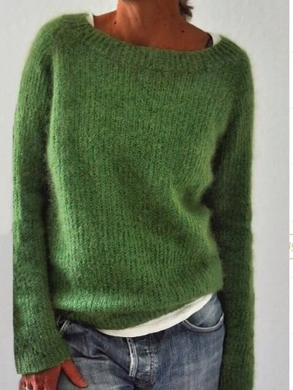 Classic fine wool knit sweater with stitching detail