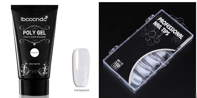100-piece scaled nail crystal set with painless extension glue in six colours
