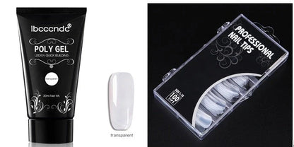 100-piece scaled nail crystal set with painless extension glue in six colours