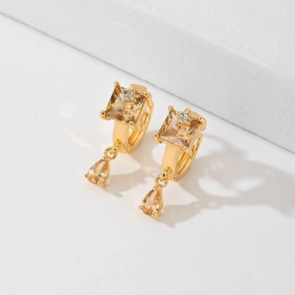 Copper-plated gold fashion earrings with water droplet design in six colours