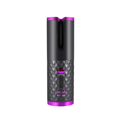 Cordless automatic hair curler with ceramic barrel, multi-directional curl capabilities, and rechargeable battery for salon-quality curls anytime, anywhere.