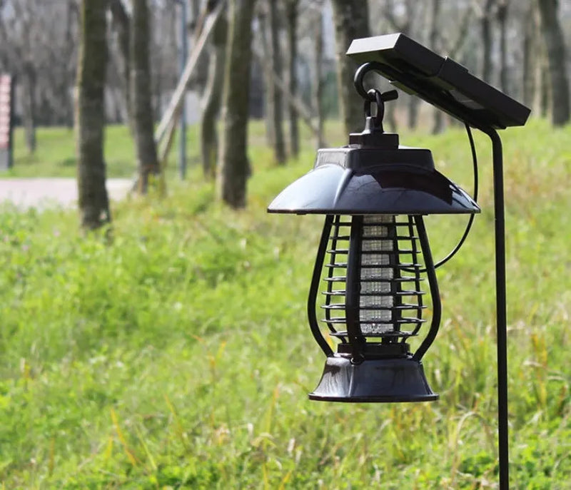 Solar mosquito lamp insecticidal lamp for garden outdoor electronic mosquito repellent with 24 LED patch light beads and solar AC USB charging