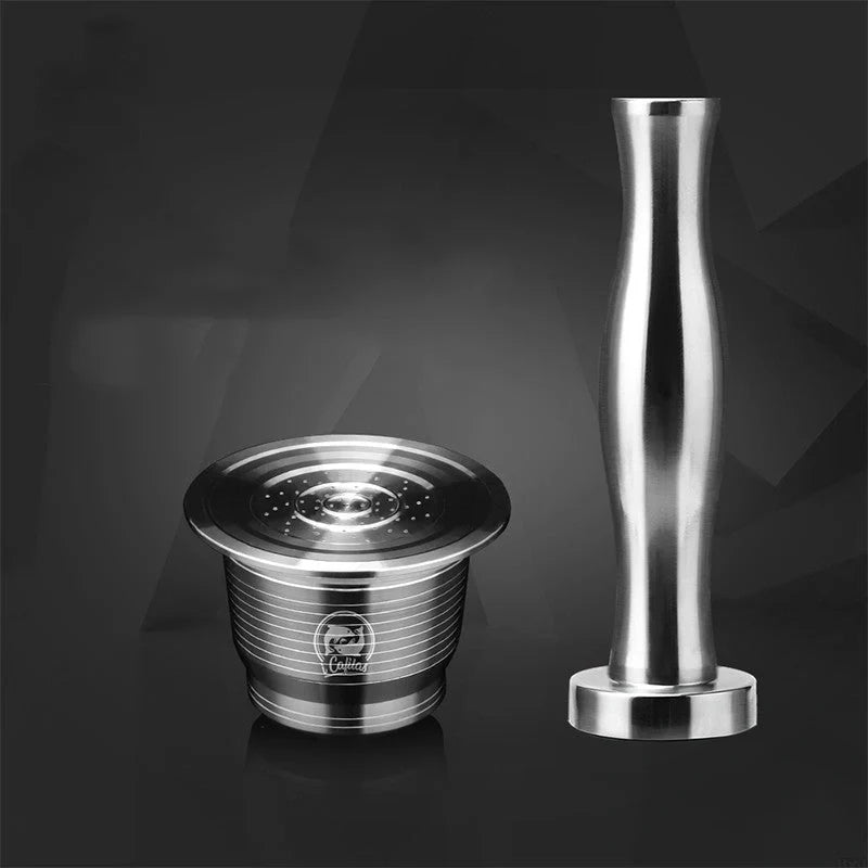 Stainless steel reusable Nespresso coffee capsule with refillable filter