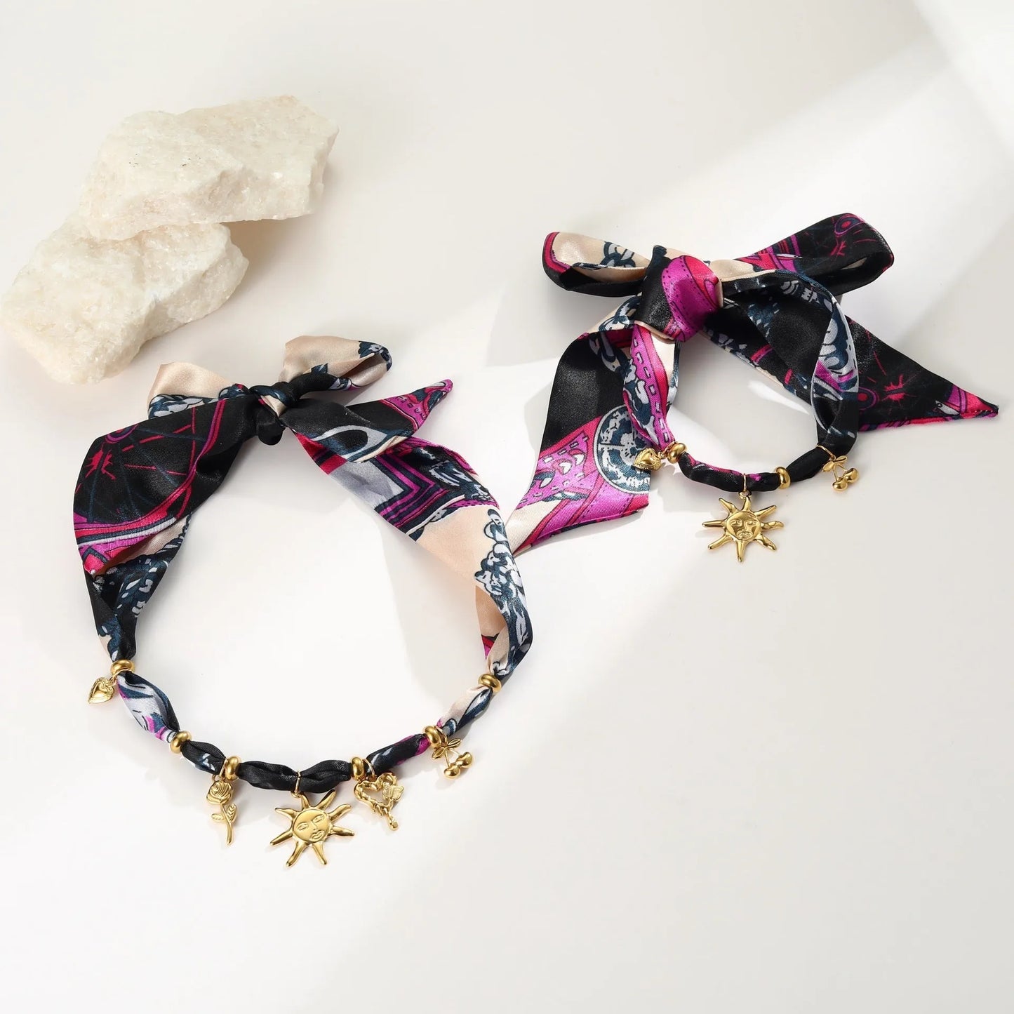 Stainless steel geometric sun pendant necklace on adjustable 41-50cm chain, autumn winter scarf series
