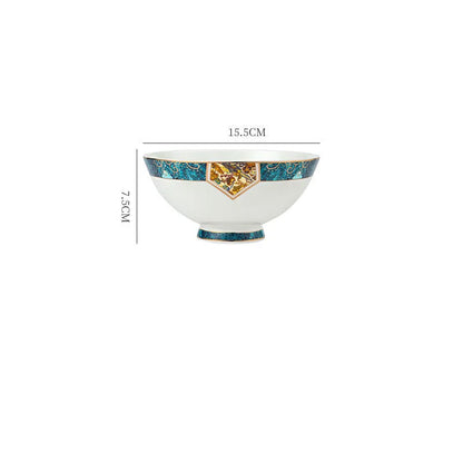 Round porcelain dinner plate with Nordic plant and flower design, flat disk shape, glaze colour finish