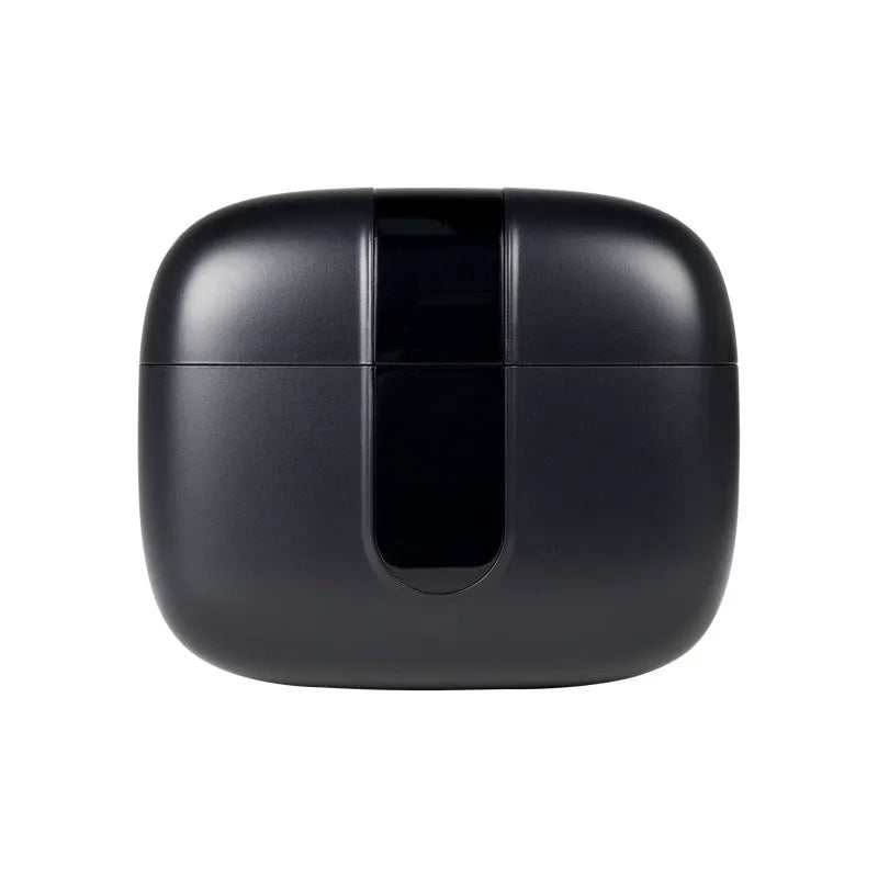 Jerry X08 wireless Bluetooth earbuds in charging case with digital battery percentage display.