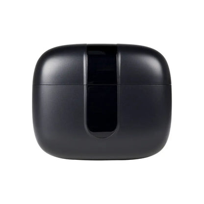 Jerry X08 wireless Bluetooth earbuds in charging case with digital battery percentage display.