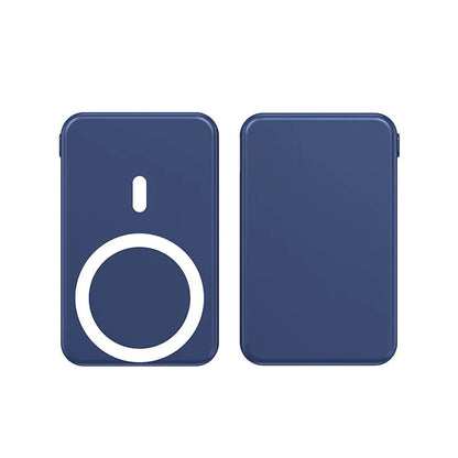 Ultra-thin black magnetic wireless power bank with 10000mAh capacity next to an iPhone.