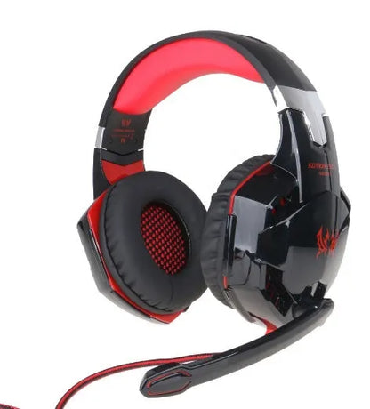 G1000 gaming headset with microphone in Blue, over-ear wired design with 3.5 dual plug and USB connection