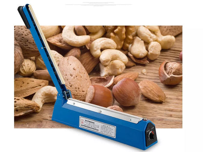 Blue heat sealing machine for plastic and paper bags with adjustable heating time