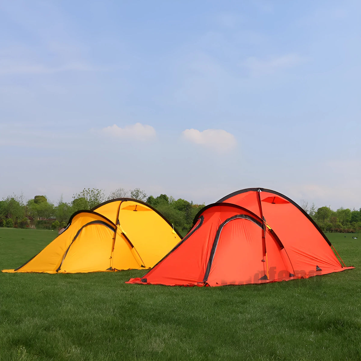 Ultralight anti-storm camping tent with 8000MM waterproof outer, 8.5MM aluminium pole, 210x120x110cm, red and yellow