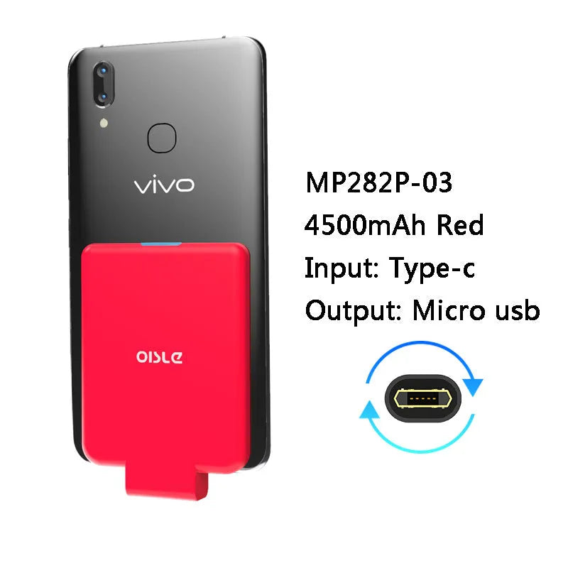 MP282P back clip battery in five colour options showing 90mm x 61mm dimensions