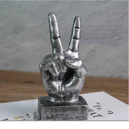 Resin gesture ornament in bronze finish showing hand making OK sign, 10cm tall desktop decoration