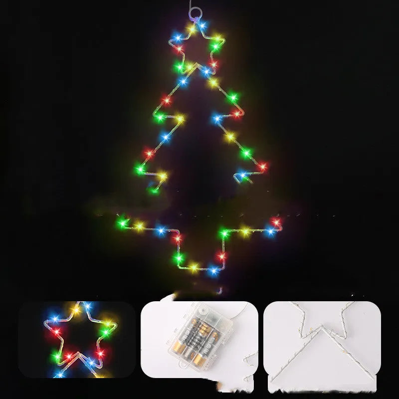 Wrought iron Christmas tree shaped LED garland lights with white birch colour and 40 LED beads