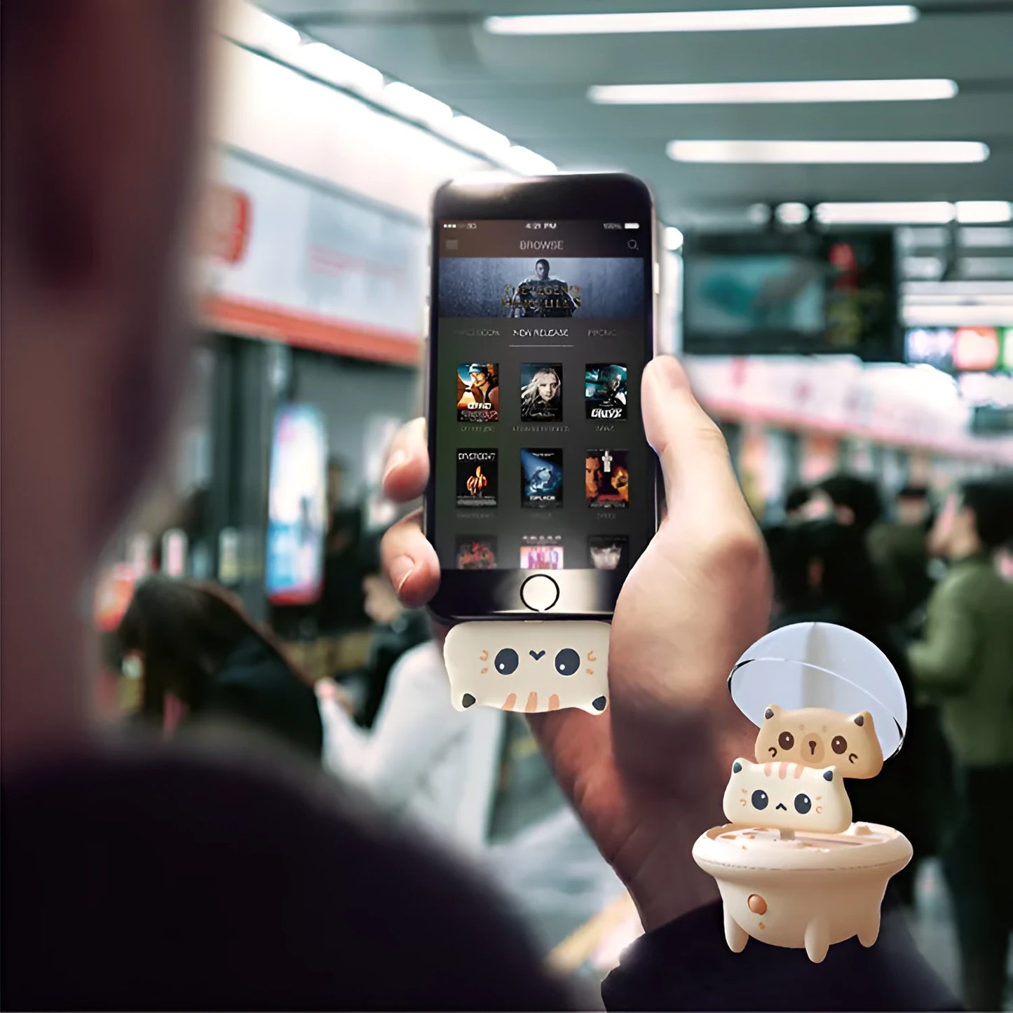 Cartoon character fast charging power bank compatible with Apple iPhone devices